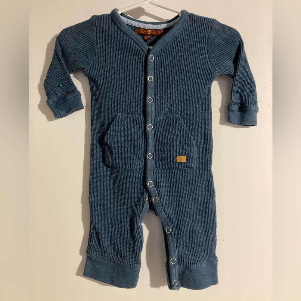 7 For All Mankind Textured Blue Kids Open Foot Thermal Material outfit